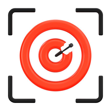 3D Bullseye Target with Dart for Business Goal Achievement