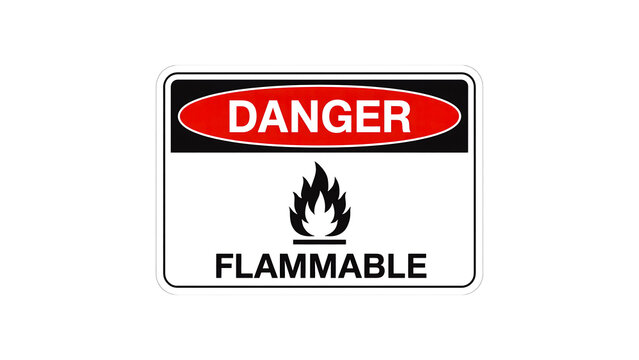 Danger flammable safety sign isolated for hazardous material warning