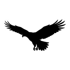 Fototapeta premium Black eagle silhouette, flying bird icon, wildlife symbol, vector graphic isolated on White Background silhouette