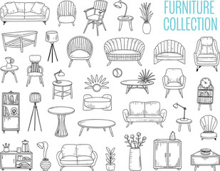 Hand Drawn Furniture Collection Sketch Style illustration © Mst Anjuara