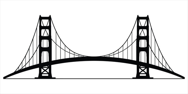 Golden Gate Bridge Silhouette Vector Illustration San Francisco California