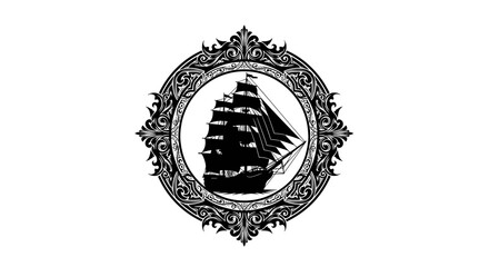 Vintage Sailing Ship Emblem Design 3. © Nb