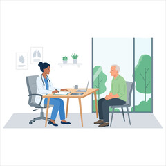 Fototapeta premium Doctor consulting with patient in modern office Vector