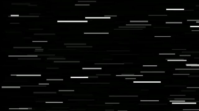 Abstract background of moving white lines on a black background, representing data flow or digital streams.