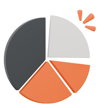 3D rendered pie chart icon representing business data analysis and statistics.