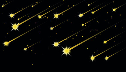 Golden shooting stars and streaks on black background © MD. EMON HOSSAIN