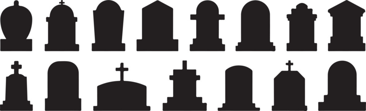 Tombstone graveyard marker collection classic headstone shapes for memorial cemetery remembrance funeral commemorative designs.