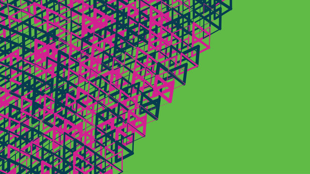 Abstract 3d geometric pattern with interlocking purple and dark blue triangular frames