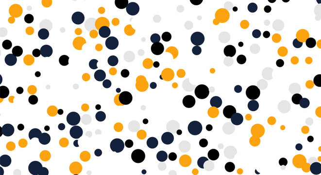 Minimalist background with circular polka dot pattern in black orange and light grey.