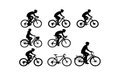 Fototapeta premium Road Cycling Athlete Silhouette Icons Featuring Dynamic Bicycle Riding Action Poses