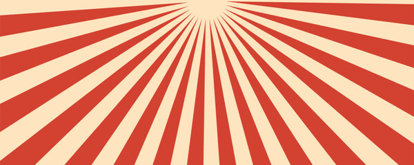 Obraz premium Circus background and spiral retro rays vector pattern. Vintage poster of red white sun or star burst radial lines with grunge texture, circus, carnival, summer fair or chapiteau backdrop