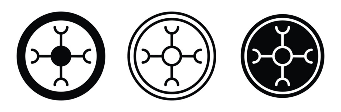 Crosshair target vector icon set for aiming and shooting, military radar scope and precision hunting sight symbol in flat outline and glyph style illustration isolated on white background.