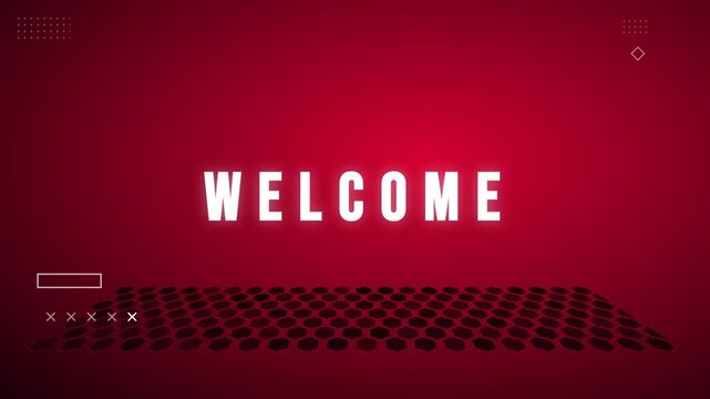 Modern Red Digital Welcome Graphic Background Featuring Abstract Geometric Elements and Clean Typography for Corporate Presentations