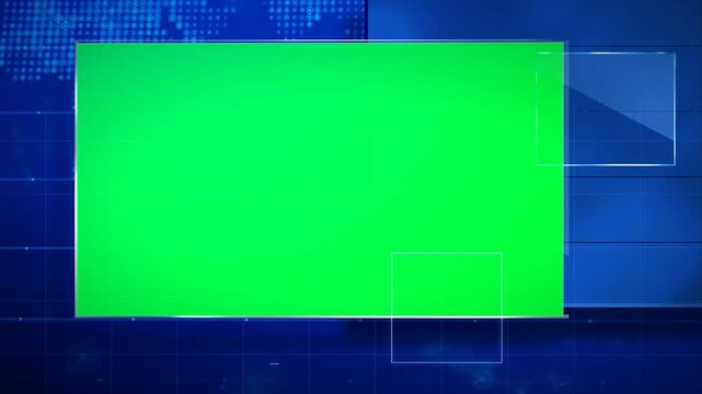 Digital World Map News Background with Chroma Key Green Screen Monitor Overlay and Hud Elements