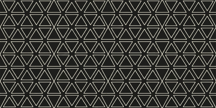 Geometric triangle pattern, black and white seamless background, metallic mesh texture, modern design element