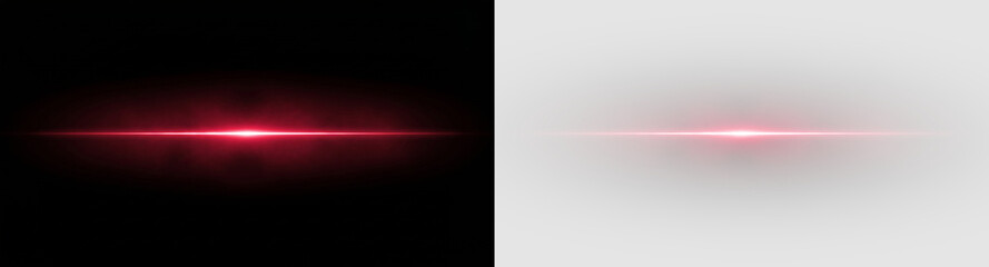 red horizontal lens flare light effect with glow and smoke on black background © gerik_a