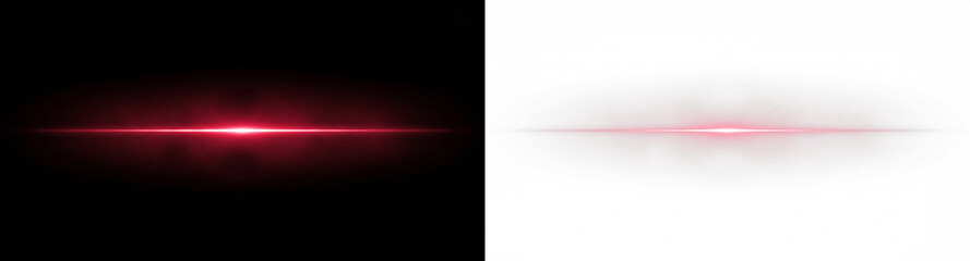 red lens flare light effect with horizontal bright glow on black background © gerik_a