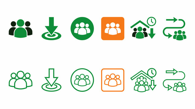 Emergency Assembly Muster Point Evacuation Icon Set Flat Vector Safety Symbol Badge Signage App UI Website EPS SVG