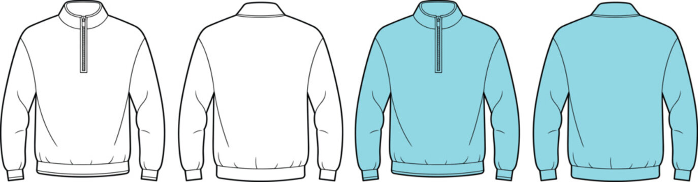 Front and Back Views of a Light Blue Quarter Zip Pullover Sweatshirt untitled