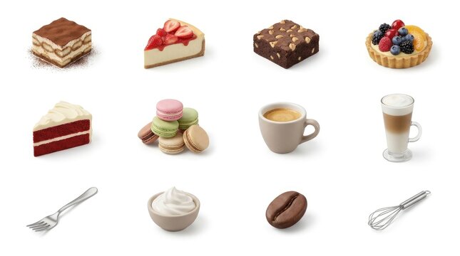 3d desserts and coffee drinks collection