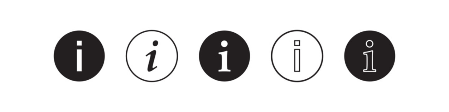 information icon set with line and filled variations. info symbol flat style. simple info button icons isolated on white background. eps10