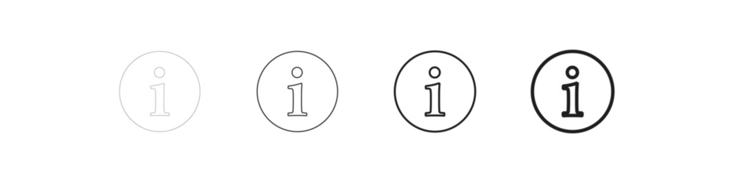 Set of Modern information icon in minimal outline styles. Help, support Logo. Info vector icon thin line collection isolated on white background. illustration