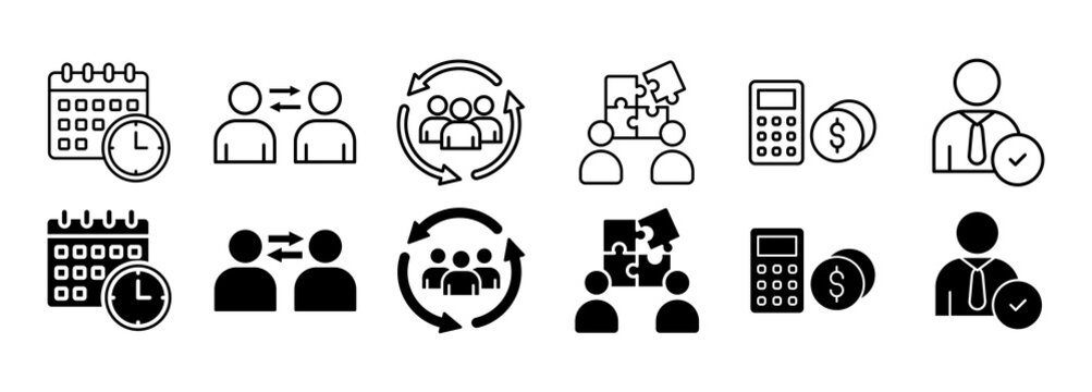 Fte icon set. Employee and workload vector illustration