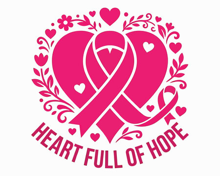 Breast cancer awareness halloween pink ribbon heart with floral wreath for october campaigns fundraising