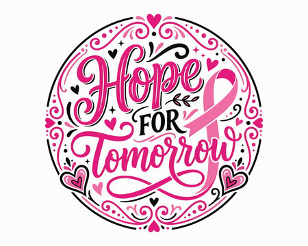 Breast cancer awareness halloween october pink hope for tomorrow typography design for fundraising campaigns