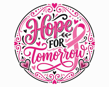 Breast cancer awareness halloween pink ribbon design 'hope for tomorrow' october support graphic
