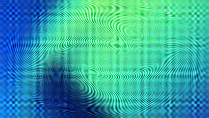 Abstract background with a vibrant blue and green gradient, featuring a dynamic halftone dot pattern that creates a sense of fluid motion and modern texture © Tofayel Ahmed