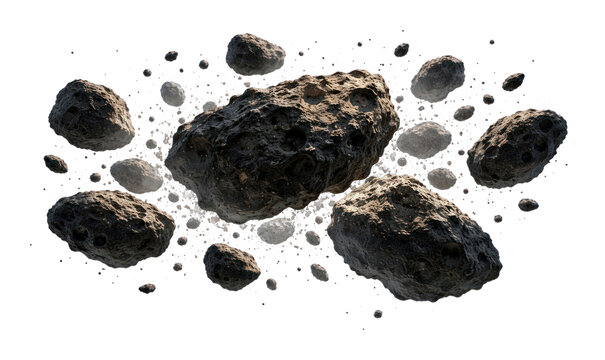 PNG Floating asteroids in outer space