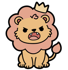 Obraz premium Cute Angry Lion Cub With Crown