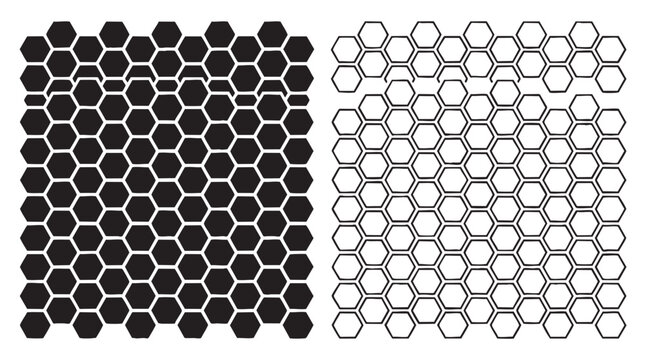 hexagons pattern with black filled and outlined shapes