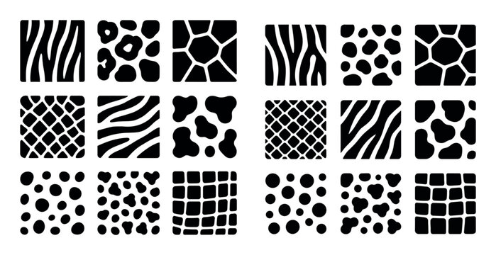Pattern icons with zebra leopard mosaic minimal