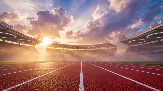 Foggy Sunrise on Athletics Running Track for 2026 Commonwealth Games