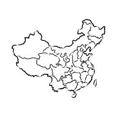 Fototapeta premium China outline map, vector sketch