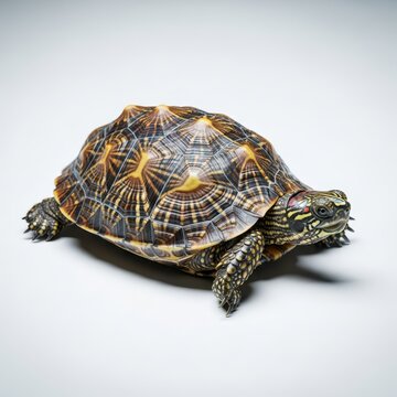 A slow-moving terrestrial reptile captured in the wild, highlighting the patterned scutes of its protective bony carapace, prehistoric, scales, bony
