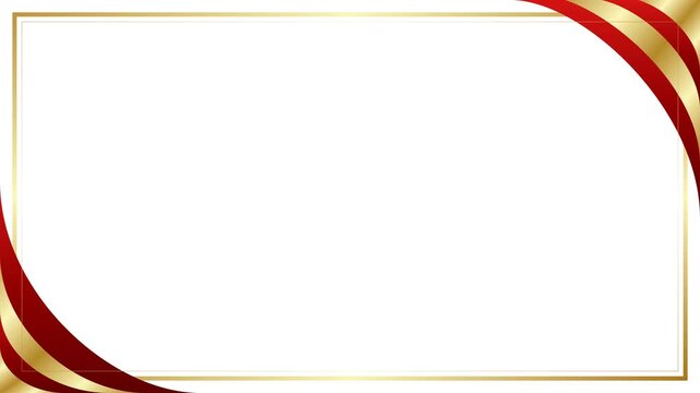 Elegant white background featuring thin gold frame and red curved corner ornaments for professional certificate or award presentation.