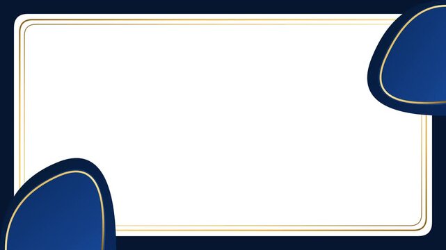 Elegant navy blue and gold animated border frame with subtle light shimmer highlighting white copy space for corporate presentations.