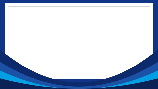 Abstract blue curved wave border frame reveal against white background for professional corporate digital presentation slides
