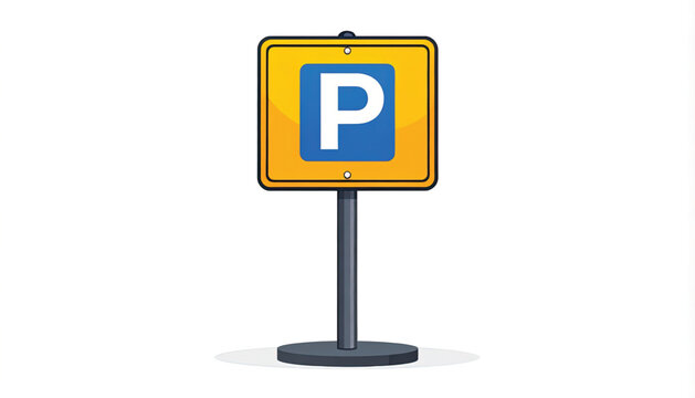 Parking sign with letter P symbol.