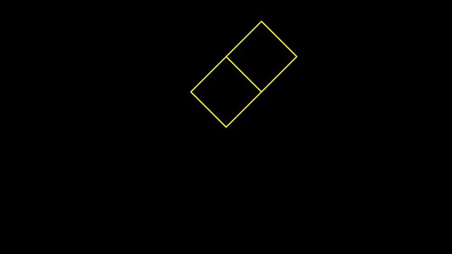 Abstract geometric shapes forming a stylized diamond pattern on a black background.