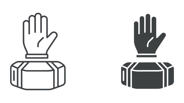 Vector hands holding and releasing vote ballot into ballot box illustration