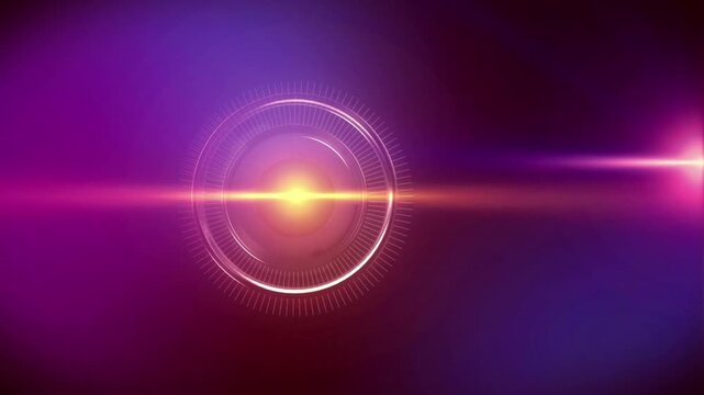 Futuristic Sci-Fi HUD Circle Interface with Lens Flare Background
