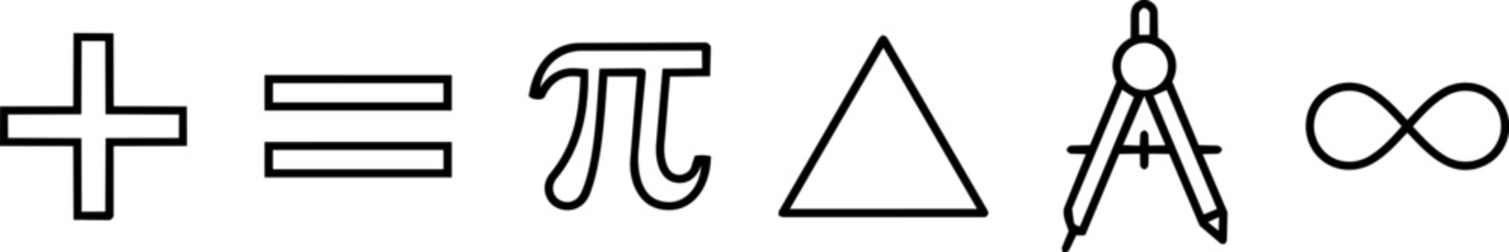 Mathematics Outline Vector Icons Set