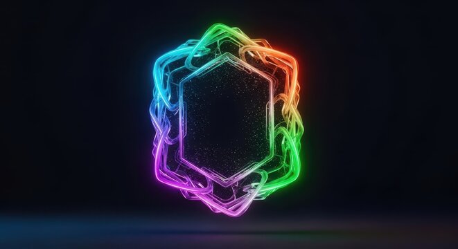 Glowing abstract digital security token floating against a dark background, representing encrypted data access and secure authentication, restricted, secret, private