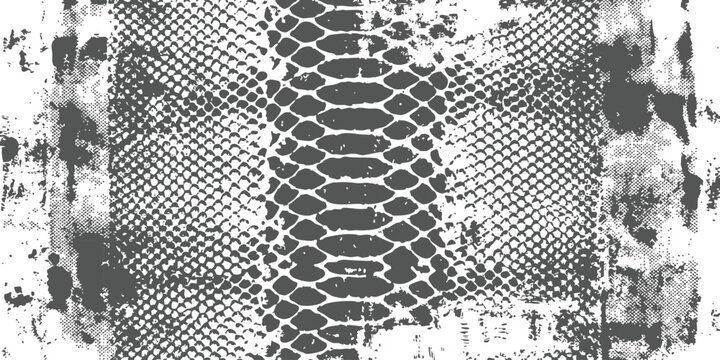 Close up view of natural snake skin texture with dark grey and black scales in a detailed geometric pattern