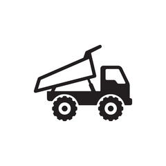 Naklejka premium Dump truck icon for construction and transportation logistics representing heavy load hauling service.