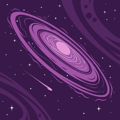 Purple galaxy with stars and a central nebula outer space universe astronomy celestial © Hasen